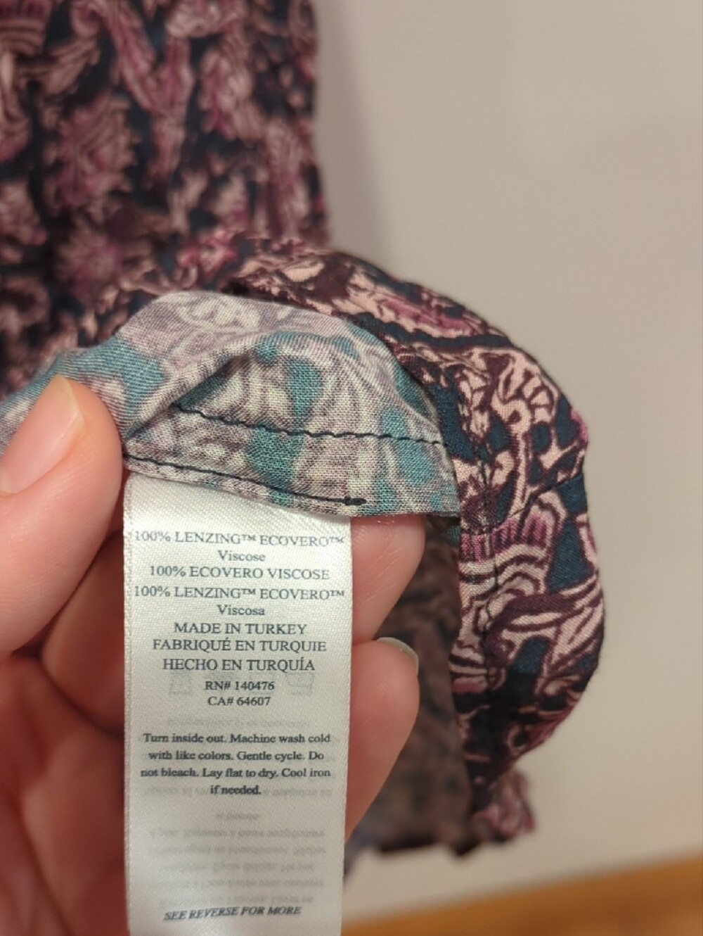 Boho Granola Preppy Cottage Block Print Faherty Purple Navy Maxi Skirt Sz Lg - Picture 7 of 9